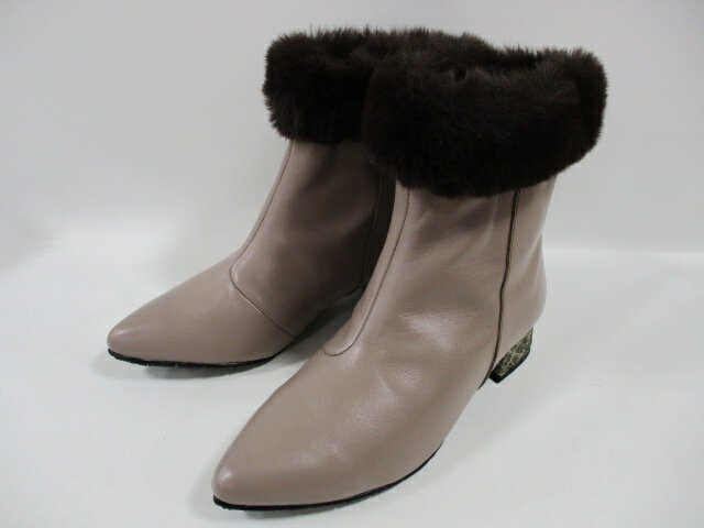 楽天シューズ＆バッグヨシエレディースレザーブーツ ユキコ キミジマ Yukiko Kimijima ショートブーツ 22-8561 オークグレー ポインテッドトゥ 革ブーツ 本革 3E 幅広 快適 スタイリッシュ シンプル エレガント【セール】【バーゲン】