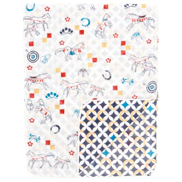 京都 くろちく 両面ガーゼてぬぐい 42507401 験担ぎ ゲン担ぎ 干支 馬 2026 新年 うま年 お正月 肌に優しい てぬぐい タオル 吸水速乾 3重ガーゼ仕立て 大人気 プチギフト 雑貨 メール便可