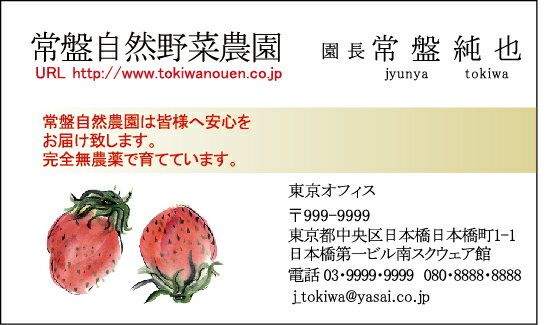 決済時の備考欄へ必要事項をご入力ください。 原稿ご記入欄 〈印刷したい項目のみ入力してください。〉 氏　　名： 部署・役職： 店名・社名： 郵便番号： 住　　所： 電話番号： FAX番号 ： 携帯番号： E-Mail・HP等： その他： 注意事項： 　確認画像送信について 　添付画像にて確認画像をメール送信致します。 　お手数をおかけ致しますが、当店からのメールを受信できるようにご設定ください。　差出人のアドレスは　yoshiin_2@shop.rakuten.co.jp　です。 ※紙の厚みはそれぞれ官製はがき程度の厚みになります。 ※書体の組み合わせも承ります。決済時の備考欄その他に、ご希望の書体をご指定ください。