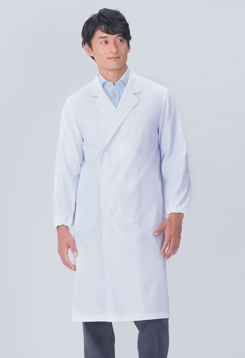 白衣【即日出荷可】■人気商品■ 男性 メンズ 男性ドクター用診察衣ダブル型（長袖）115-30男性 男子 実験衣 医師用 薬剤師 実習衣 ドクター 理科の先生 栄養士 検査着　115-30【02605P】 yoshiiya-10000592 白衣専門店 丸山吉井屋 サンプル画像2