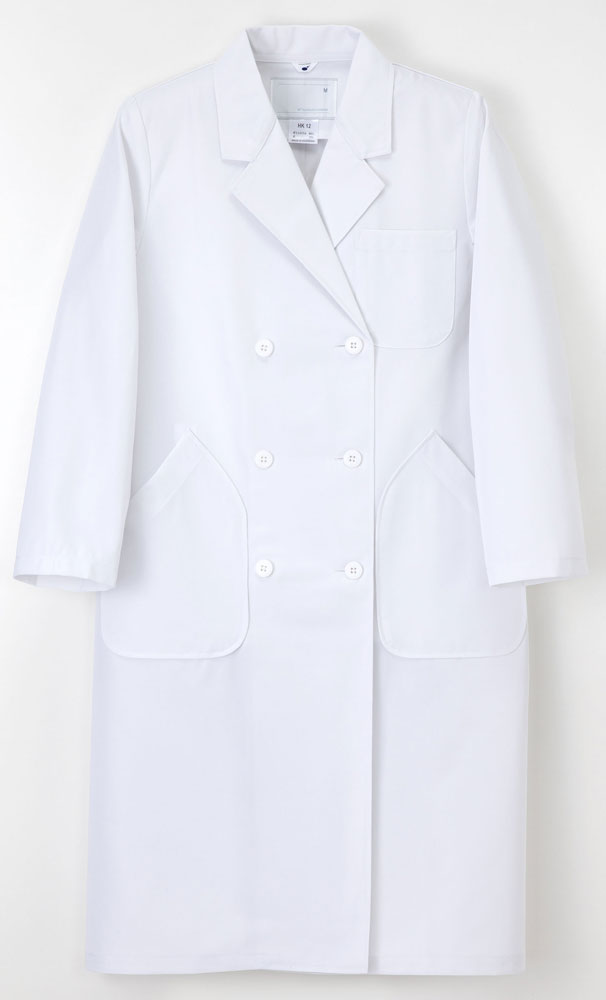 白衣 ニット素材の女性用ドクター診察衣ダブル型白衣 女性 女子 レディース レディス 白衣 実験衣 医師用白衣 薬剤師 実習衣 ドクター 理科の先生の白衣 栄養...