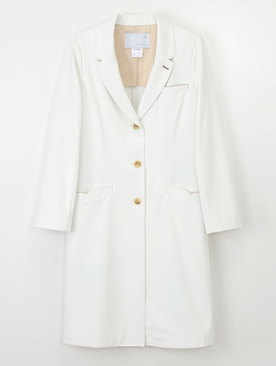 白衣 女子シングルドクターコート オフホワイト 医師用白衣 薬剤師 実習衣 ドクター クリニック エステ ナガイレーベン LH6260 【】