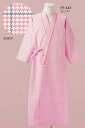 男性女性兼用患者衣、病衣（浴衣着物式）千鳥格子プリントピンク