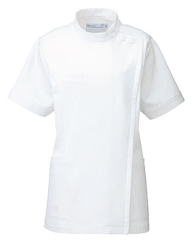 白衣 女性 レディース 女性用、高い防透性とストレッチ性で快適レディスドクターケーシージャケット半袖 ホワイト263-20【】