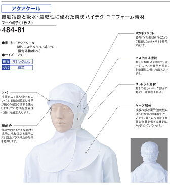 白衣用 ケープ(肩掛け部分)付きフード帽子484-81【】