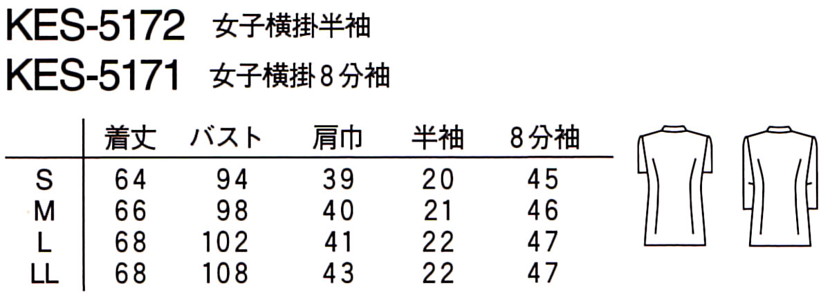 白衣 ナガイレーベン 女性 レディース シワになりにくい素材 女性ドクターケーシー横掛白衣／半袖KES5172【】 3