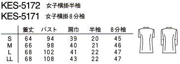 白衣　ノーアイロンでOK！女性ドクターケーシー横掛白衣／半袖KES5172【】