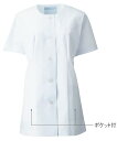 【即日発送可】KAZEN 白衣 女性調理衣白衣 丸衿半袖 胸元に気になりにくい丸首 742-30【】