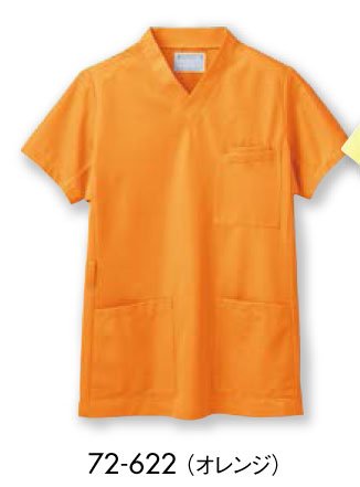 白衣　PHSポケット付スクラブ／オレンジ男性女性兼用ドクター白衣72-622【】
