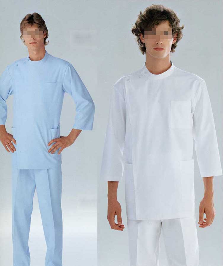 白衣 男性 メンズ 男性用 男子ドクターケーシー横掛白衣（8分袖）シワになりにくい素材 KES5165【】