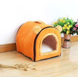 ペット ハウス 犬 猫 小屋 ペット用品 ふわふわ ドッグ キャット ハウス ドーム型 ベッド 折りたたみ式 ペット 耳 ドーム型 ペットハウス 室内 犬小屋 ベッド 犬 猫 ドームハウス ストライプ 2WAY 犬ハウス OceanMap