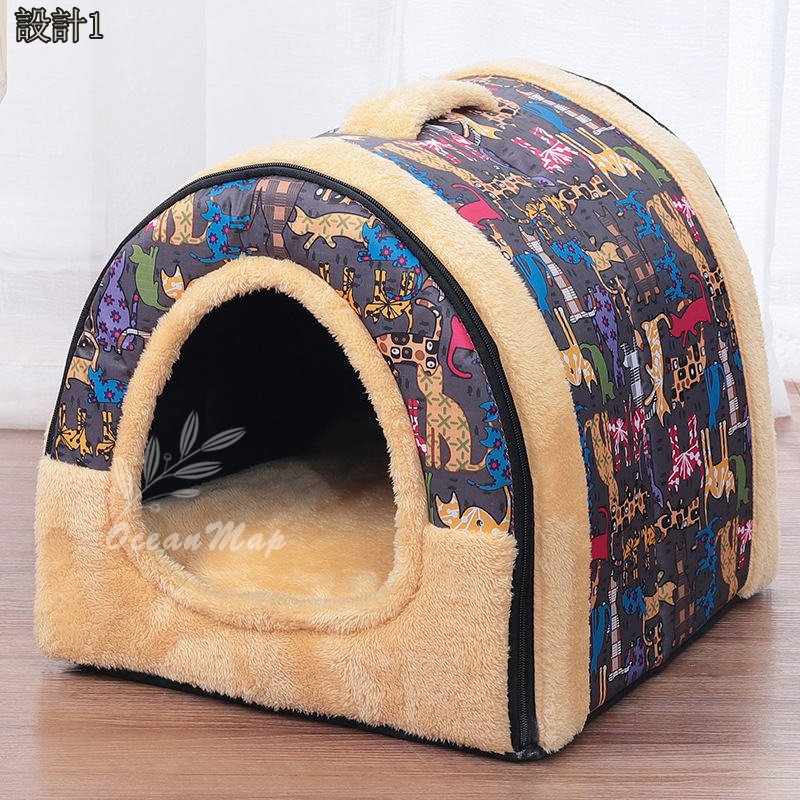 300円OFFクーポン 猫ハウス 猫 ベッド 犬 ベッド 冬用 ドーム型 小型犬用ベッド ドーム 犬小屋 超小型犬 子猫 子犬 2way キャットハウス 小動物用 ふかふか モコモコ クッション付き 通年 安眠 犬猫 兼用 寒さ対策 保温防寒 洗える ペット用品 OceanMap 2