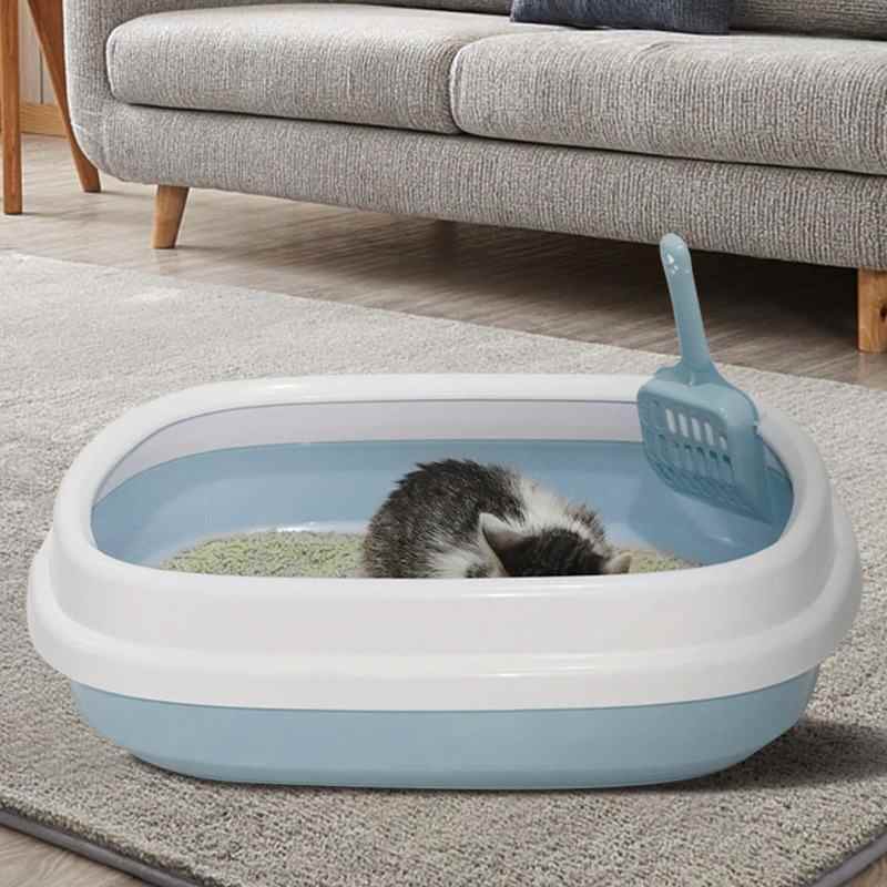 500円OFFクーポン ペット ペットグッズ 猫用品 猫 トイレタリー用品 猫砂 トレーナー トイレ容器 猫用トイレ キャットトイレ 本体 スクエア ハーフ 猫 キャット ペット用品 Mサイズ スコップ付き 収納らくらく 洗える シンプル 無地 猫トイレ ゆったり トレー OceanMap