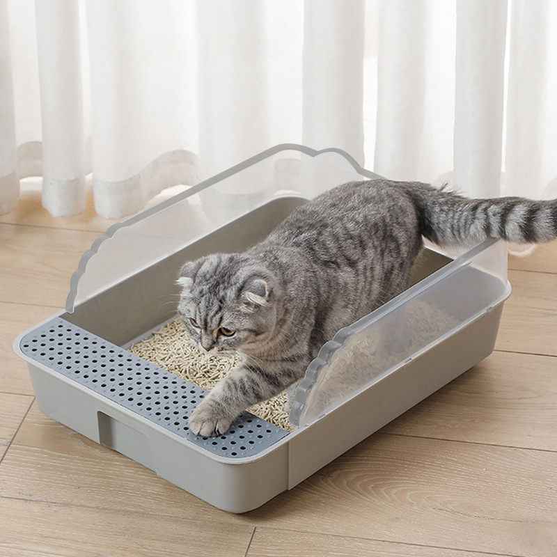 300円OFFクーポン 猫トイレ ハーフカバー シンプル 無害無臭 清潔 ペット用品 37*49*18cm 猫トイレ ネコトイレ 猫 トイレ ハーフカバー シンプル フルオープン 猫用 ネコ用品 猫砂 飛び散り防止 おしゃれ 清潔 掃除しやすい 飛び散らない ペット用品 長方形 OceanMap