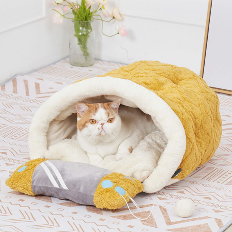 800円OFFクーポン ペットベッド ドーム型 犬猫用 寝袋 猫ハウス キャットハウス 猫用 クッション ペットマット 保温防寒 あったか 冬用 洗える 猫小屋 犬ベッド 犬小屋 ふわふわ もこもこ 冬寒さ対策 猫グッズ 犬グッズ クッション OceanMap