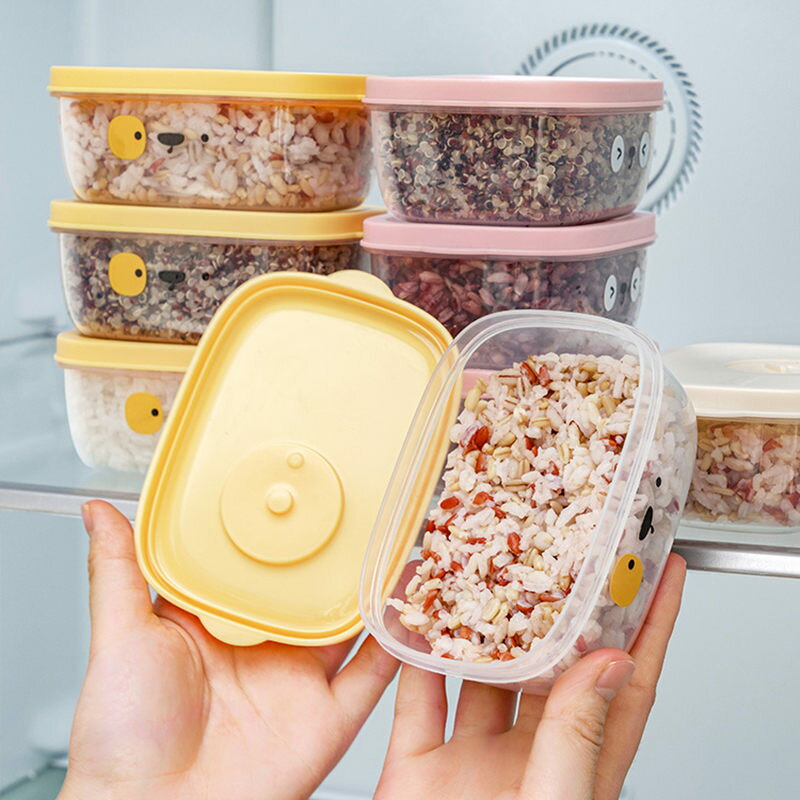 100円OFFクーポン 穀物 ご飯 ぶんぱい 冷凍 食品保存容器 弁当箱 減脂食 れいぞうこ 冷蔵庫収納ボックス キッチン ふた付き食品貯蔵容器 透明 バンドカバー みっぷう 携帯 かわいい 3個セット 北欧 いぬ うさぎ くま OceanMap