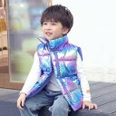 ダウンベスト キッズ 子供服 秋冬 暖かい 男の子 女の子 ジュニア 大きいサイズ トップス 前開き ファスナー 防寒 部屋着 ルームウェア チョッキ インナーダウン 光沢 アウター おしゃれ 可愛い 羽織り 韓国子供服 OceanMap