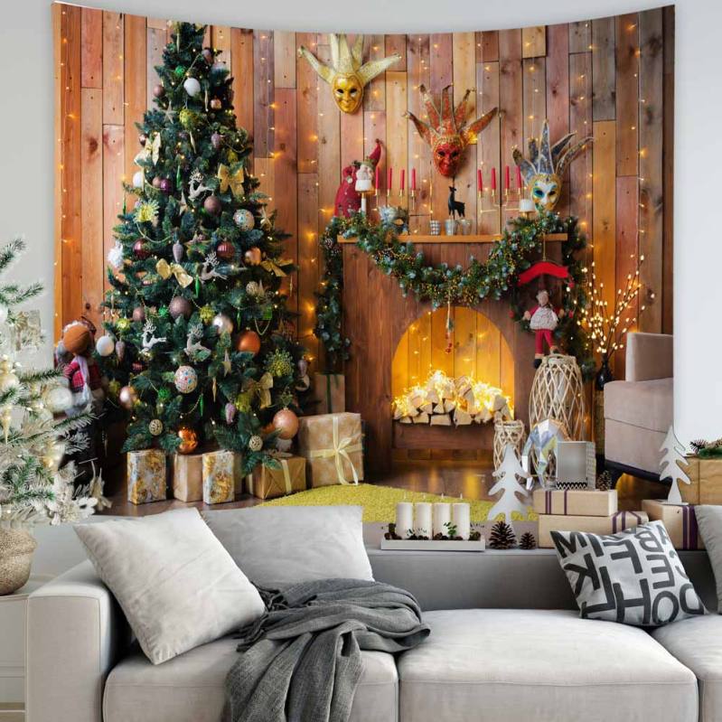 300円OFFクーポン クリスマス装飾品 タペストリー 壁掛け 暖炉 クリスマス 飾り パーティー リビングルーム ベッドルーム 部屋 おしゃれ壁掛け 装飾布 インテリア デコレーション OceanMap 1