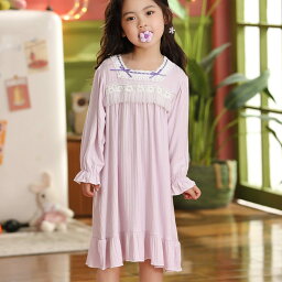 500円OFFクーポン [QSSNY]パジャマ キッズ ワンピース レース 長袖 ネグリジェ 子供 女の子 春夏秋冬 ゆったり パジャマ 綿 ルームワンピース ガールズ ルームウェア 可愛い 部屋着 ナイトウェア 寝間着 リボン 子供服 キッズパジャマ 寝巻き OceanMap