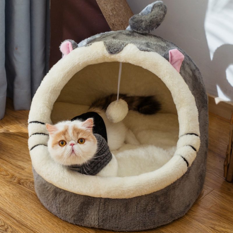 500円OFFクーポン 猫 ベッド 冬 猫ハウス ペット用寝袋 ドーム型 犬猫 マット クッション 寒さ対策 暖かい かわいい ペット ベッド マ..