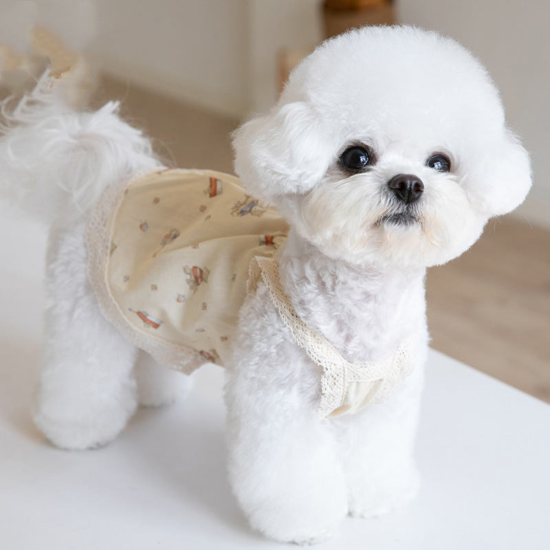 500円OFFクーポン 犬服 ワンピース 春夏 ペット服 かわいい ドレス 洋服 ドッグウェア 花 チュール 小型犬 猫 ファッション 柔らかい 通気性 袖なし 室内 ドッグウェア犬の服 軽量 簡単着脱 虫を防ぐ チワワ服 お散歩 お出かけ 記念撮影 OceanMap