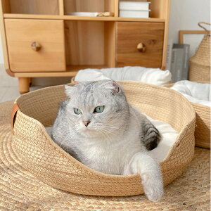 500円OFFクーポン 手編み ねこ 天然素材 匂いがない クッション付き 夏向け 風通し抜群 ペットベッド ペットハウス ベッドルーム 小屋 籠 持ち手付 ドーム型 小中型 洗える 軽い オシャレ カワイイ ペット兼用 良質 ドーム ペットハウス OceanMap