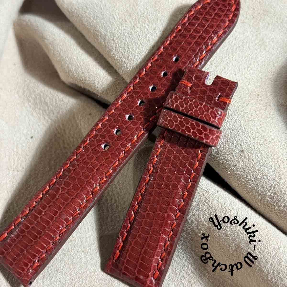 liz-296 リザード レザー 腕時計 ベルト レッド(ラグ幅20 mm - バックル幅18 mm)