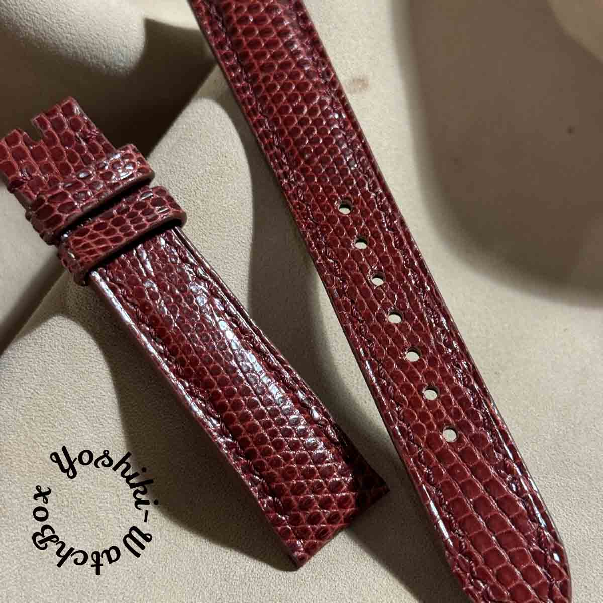 liz-297 リザード レザー 腕時計 ベルト レッド(ラグ幅18 mm - バックル幅16 mm)