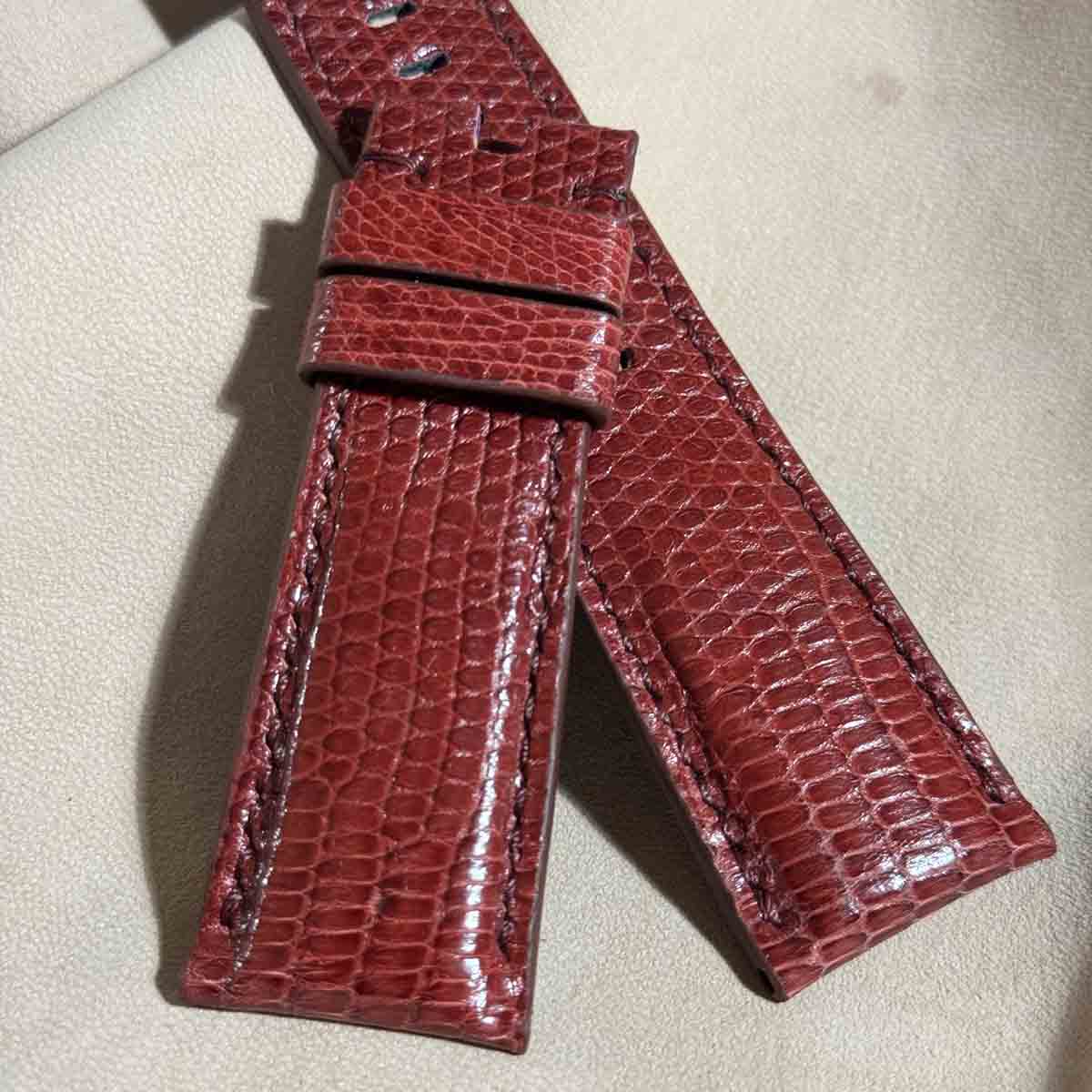 liz-302 リザード ハイグレード腕時計 ベルト レッド(ラグ幅26 mm - バックル幅22 mm)