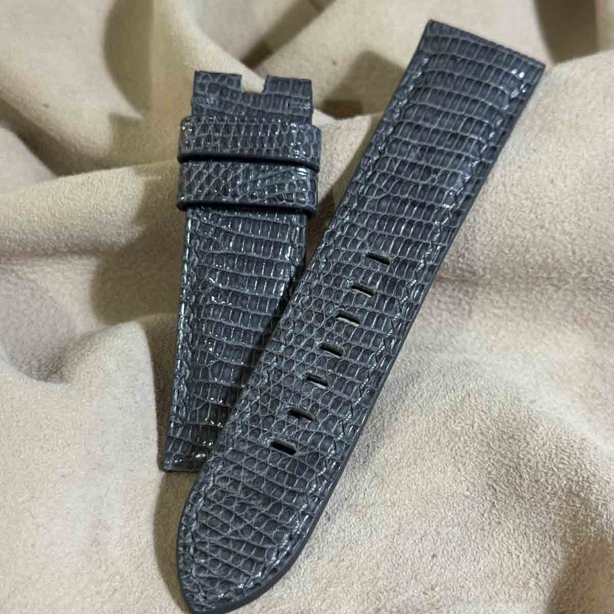 liz-321 リザード レザー 腕時計 ベルト グレー(ラグ幅24 mm - バックル幅22 mm)