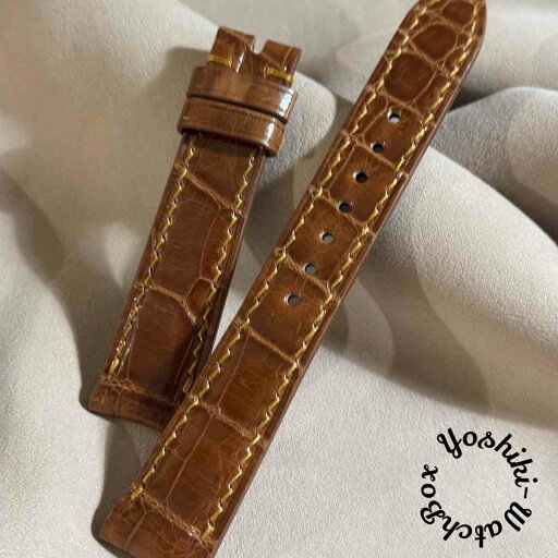 cro-1843 クロコダイル レザー 腕時計 ベルト コニャック(グロス仕上げ) (ラグ幅19 mm - バックル幅16 mm) cro-1843 クロコダイル レザー 腕時計 ベルト コニャック(グロス仕上げ) (ラグ幅19 mm - バックル幅16 mm)