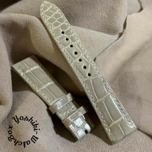 cro-1919 クロコダイル レザー 腕時計 ベルト グロス仕上げベージュ (ラグ幅21 mm - バックル幅18 mm) cro-1919 クロコダイル レザー 腕時計 ベルト グロス仕上げベージュ (ラグ幅21 mm - バックル幅18 mm)