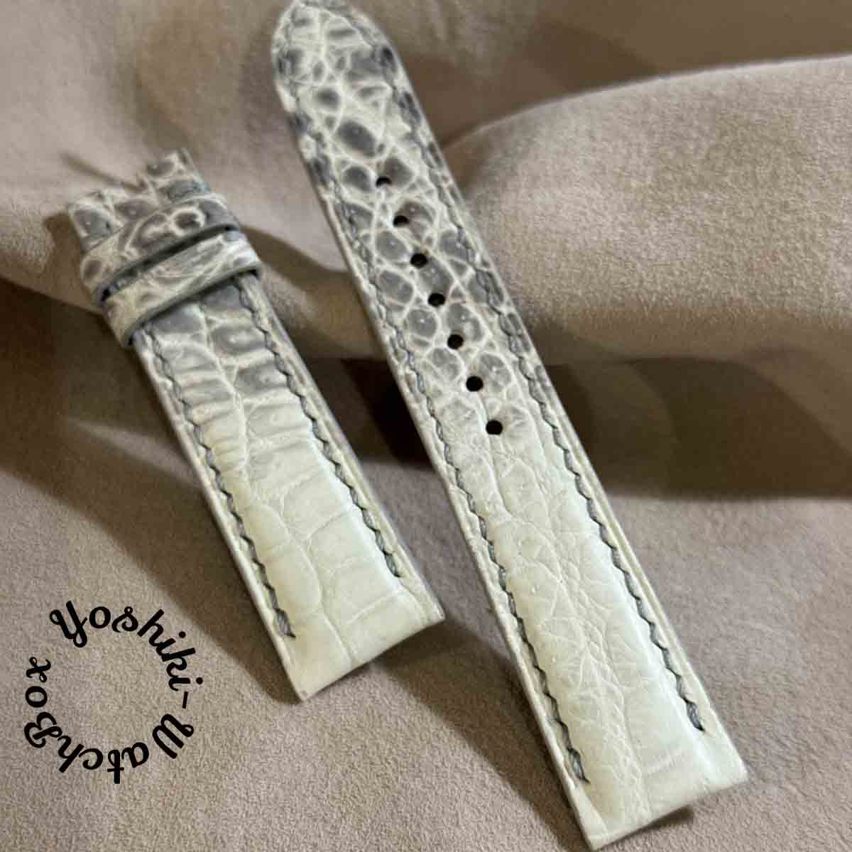 cro-1956 クロコダイル レザー 腕時計 ベルト ヒマラヤクロコ (ラグ幅20 mm - バックル幅18 mm)