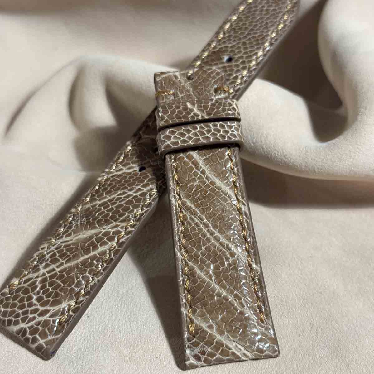 ost-377 オーストリッチレザー 腕時計 ベルト ライトブラウン (ラグ幅21 mm - バックル幅18 mm)