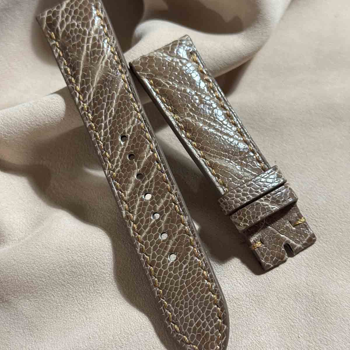 ost-377 オーストリッチレザー 腕時計 ベルト ライトブラウン (ラグ幅21 mm - バックル幅18 mm)