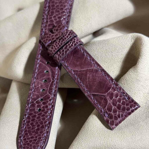 ost-381 オーストリッチレザー 腕時計 ベルト パープル (ラグ幅21 mm - バックル幅18 mm)