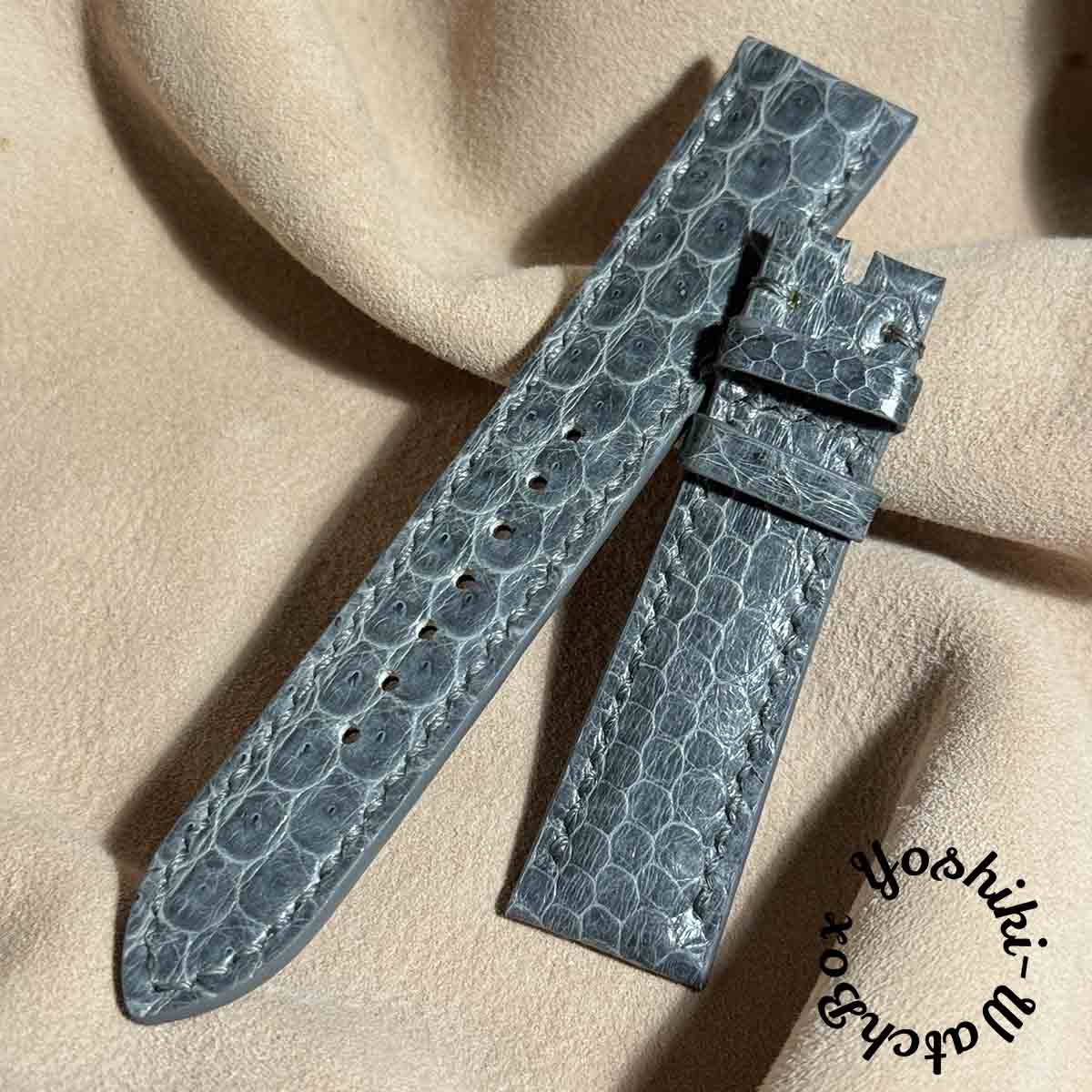 sna-116 シースネイク（ウミヘビ） レザー 腕時計 ベルト グレー (ラグ幅21 mm - バックル幅18 mm)