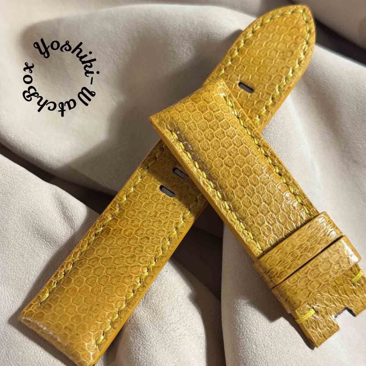 sna-135 シースネイク（ウミヘビ） レザー 腕時計 ベルト タンブラウン (ラグ幅24 mm - バックル幅22 mm)