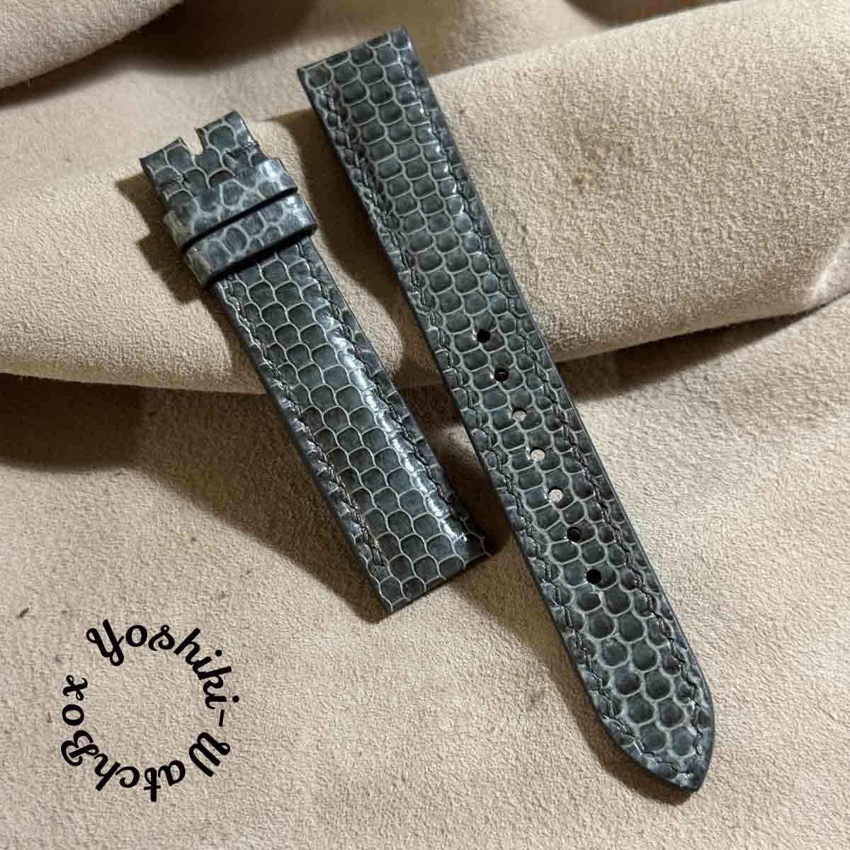 sna-156 シースネイク(ウミヘビ) レザー 腕時計 ベルト グレー (ラグ幅18 mm - バックル幅16 mm)