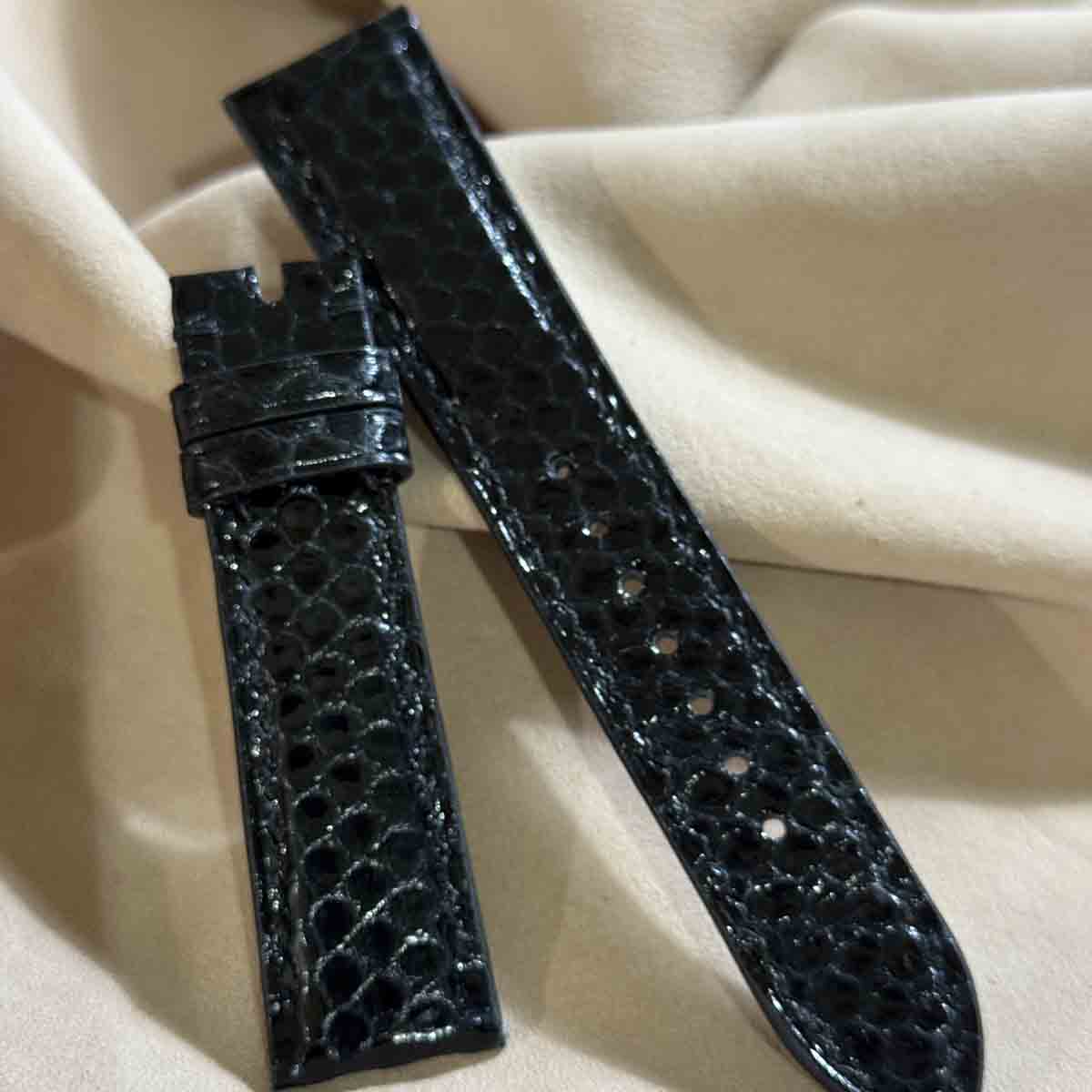 sna-162 シースネイク（ウミヘビ） レザー 腕時計 ベルト ブラック (ラグ幅21 mm - バックル幅18 mm)