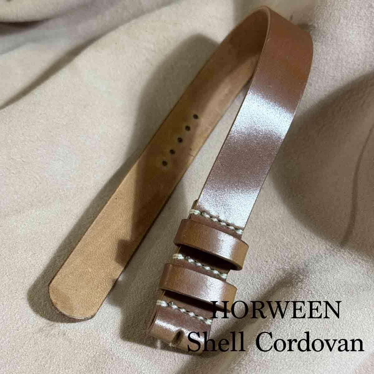 HORWEEN (ホーウィン) シェルコードバン(馬革) ブラック NATOベルト(引き通しタイプ)腕時計ベルト