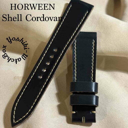 HORWEEN シェルコードバン(馬革) ブラック腕時計ベルト HORWEEN シェルコードバン(馬革) ブラック腕時計ベルト