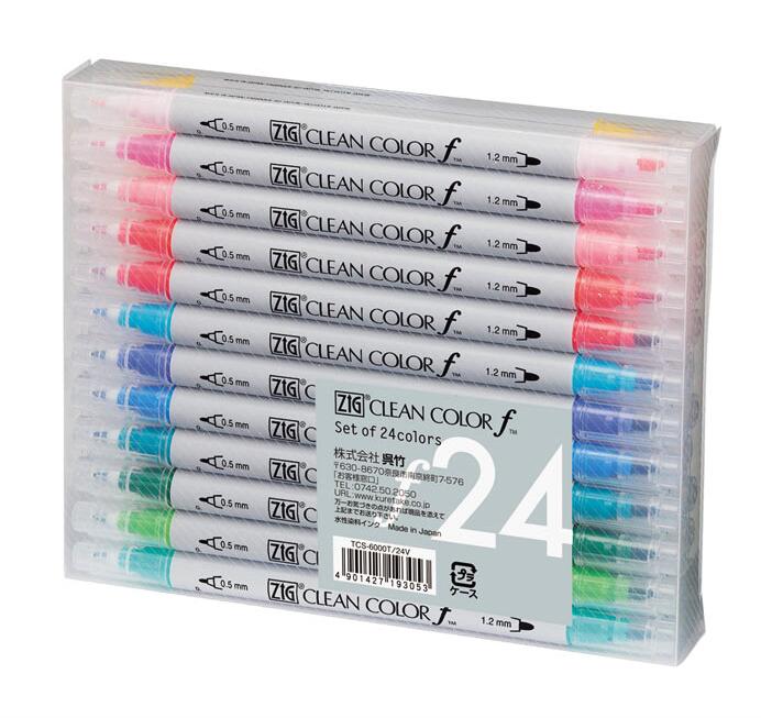 呉竹 くれたけ 水性ペン ZIG クリーンカラーf TCS-6000T 24V 24色 4901427263411 お取り寄せ