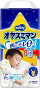 【商品紹介】 おしっこ8回分の吸収力で、朝までモレ0へ！ 【適応体重】 9kg〜14kg 【素材】表面材・・・ポリオレフィン・ポリエステル不織布/吸水材・・・綿状パルプ、高分子吸水材、ポリオレフィン不織布/防水材・・・ポリオレフィンフィルム/止着材・・・ポリオレフィン/伸縮材・・・ポリウレタン/結合材・・・スチレン系エラストマー合成樹脂 【外装材】ポリエチレン 【使用上の注意】 ●汚れた紙おむつは早くとりかえてください。 ●テープは直接お肌につけないでください。 ●誤って口に入れたり、のどにつまらせることのないよう、保管場所に注意し、使用後はすぐに処理してください。 【保管上の注意】 開封後は、ほこりや虫が入らないよう、衛生的に保管してください。 【使用後の処理】 ●紙おむつに付着した大便は、トイレに始末してください。 ●汚れた部分を内側にして丸めて、不衛生にならないように処理してください。 ●トイレに紙おむつを流さないでください。 ●使用後の紙おむつの廃棄方法は、お住まいの地域のルールに従ってください。 ●外出時に使った紙おむつは持ち帰りましょう。 【原産国】------JAPAN ●メーカー：ユニ・チャーム株式会社 0120-192-862 受付時間平日9:00~17:00(土・日・祝日を除く) 【商品リニュアルについてのご注意】 この商品は予告なくリニューアル・変更・終了する可能性がございます。 リニューアルとなりました際は、予告なくリニューアル後の商品をお送りします。 その際パッケージや説明文とは異なる場合がある商品となりますのでご了承ください。