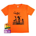 ハロウィンTシャツチームカボチャ！キッズTシャツドライTシャツ 骸骨 スケボ スケートボード パーク ストリート おうちハロウィン イベント おそろい 新作 カラス ジュニア 子供サイズ 速乾 吸水 UV スポーツ 練習着