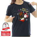 はじける楽しさ☆サンタとトナカイTシャツクリスマスTシャツメンズレディースキッズ中厚手