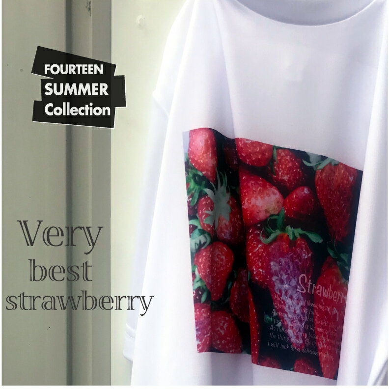 夏Tシャツ　いちごの美味しい見分け方 Very best strawberry ドライTシャツキッズレディースメンズ 半袖 大きいサイズ UVカット フォトT フォトTシャツ イチゴ 苺