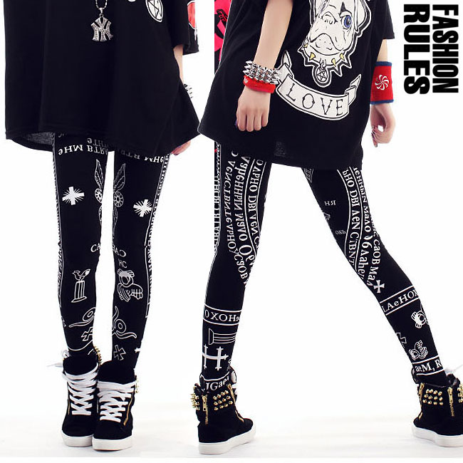 【訳あり】ヒップホップ ダンス衣装 ジュニア 150cm - 160cm 魔方陣 レギンス ダンスパンツ