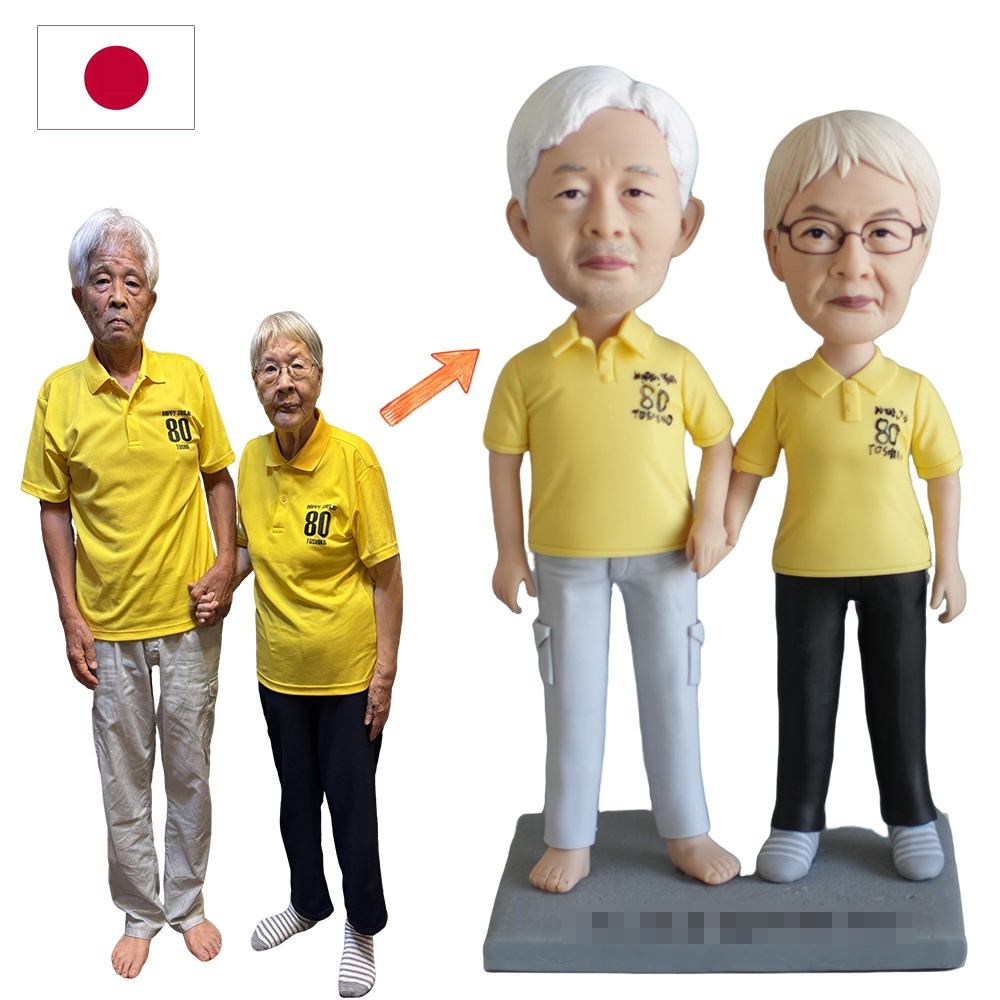 オーダーメイドフィギュア 2人用 写真そっくり似顔絵人形|手作り立体化ギフト・両親・祖父母・夫婦・家族への贈り物に最適|還暦祝い・結婚記念日・退職祝い・誕生日・...