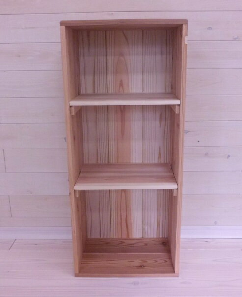 【 無垢杉板 収納 BOX 】国産杉 3段 幅380×奥行250×高さ900ミリ サイズオーダー 可...